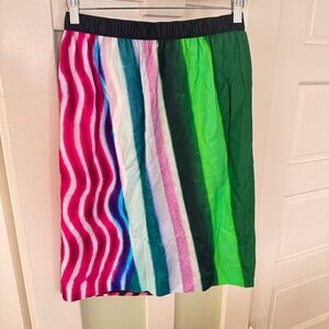 Dries Van Noten Len Lye Wave Print Straight Fit Midi Skirt - Size 38-